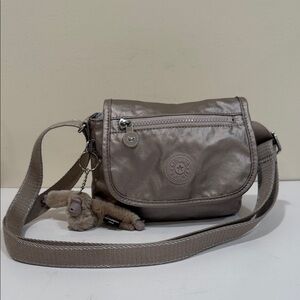 NEW - Kipling Metallic Taupe Crossbody Bag